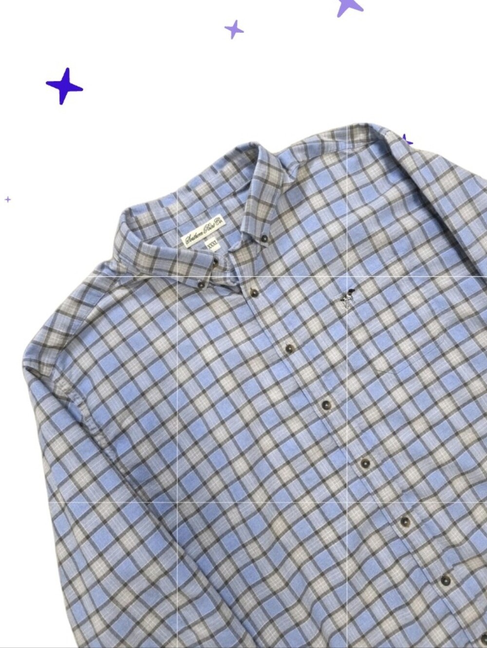 Southern Point Men's Button Down Shirt Size XXXL Blue Gray Plaid Big Tall Preppy